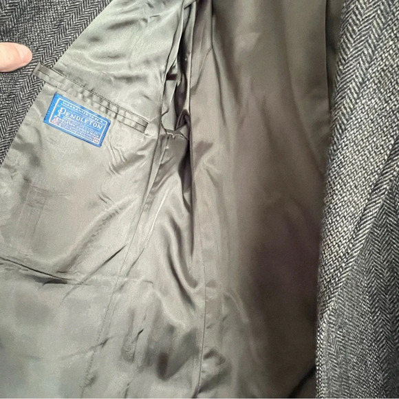 Vintage Pendleton Suede & Tweed Sport Coat/Suit Jacket/Blazer-Gray/Black-Mens 44 - Picture 5 of 12
